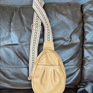 Urban Originals Camel Crossbody Bag with Chevron Strap